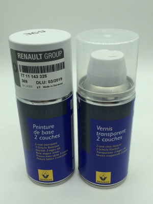 Renault / Dacia Lackspray Basislack + Klarlack 369 Arktisweiß Renault / Dacia Lackspray Basislack + Klarlack 369 Arktisweiß