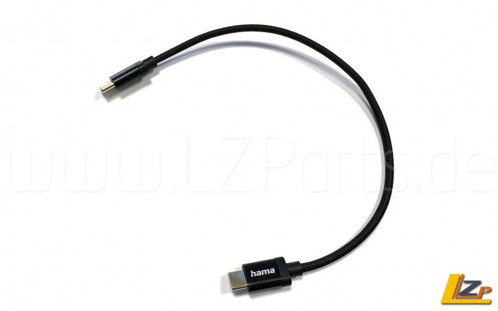 Ladekabel USB-C - USB-C 0,2 m Nylon Schwarz