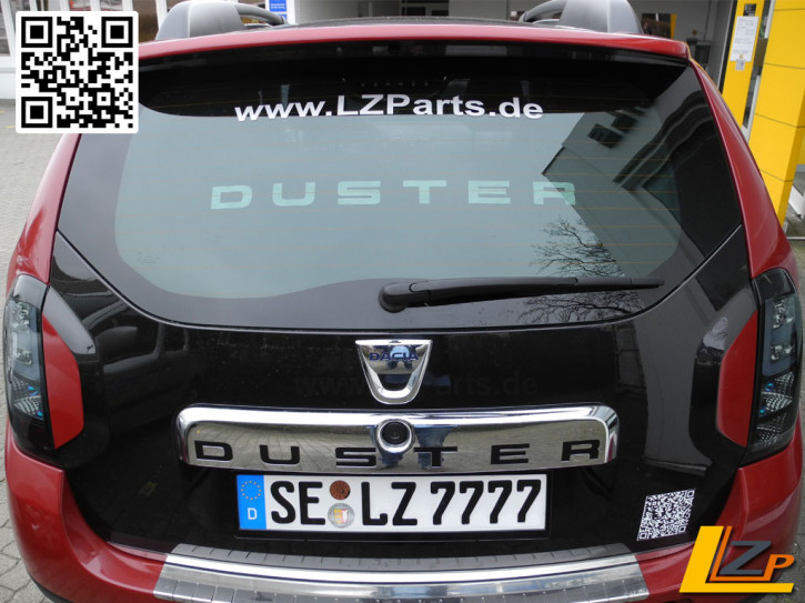 Dacia Duster I Sonnenschutz hinten mit Duster Schriftzug